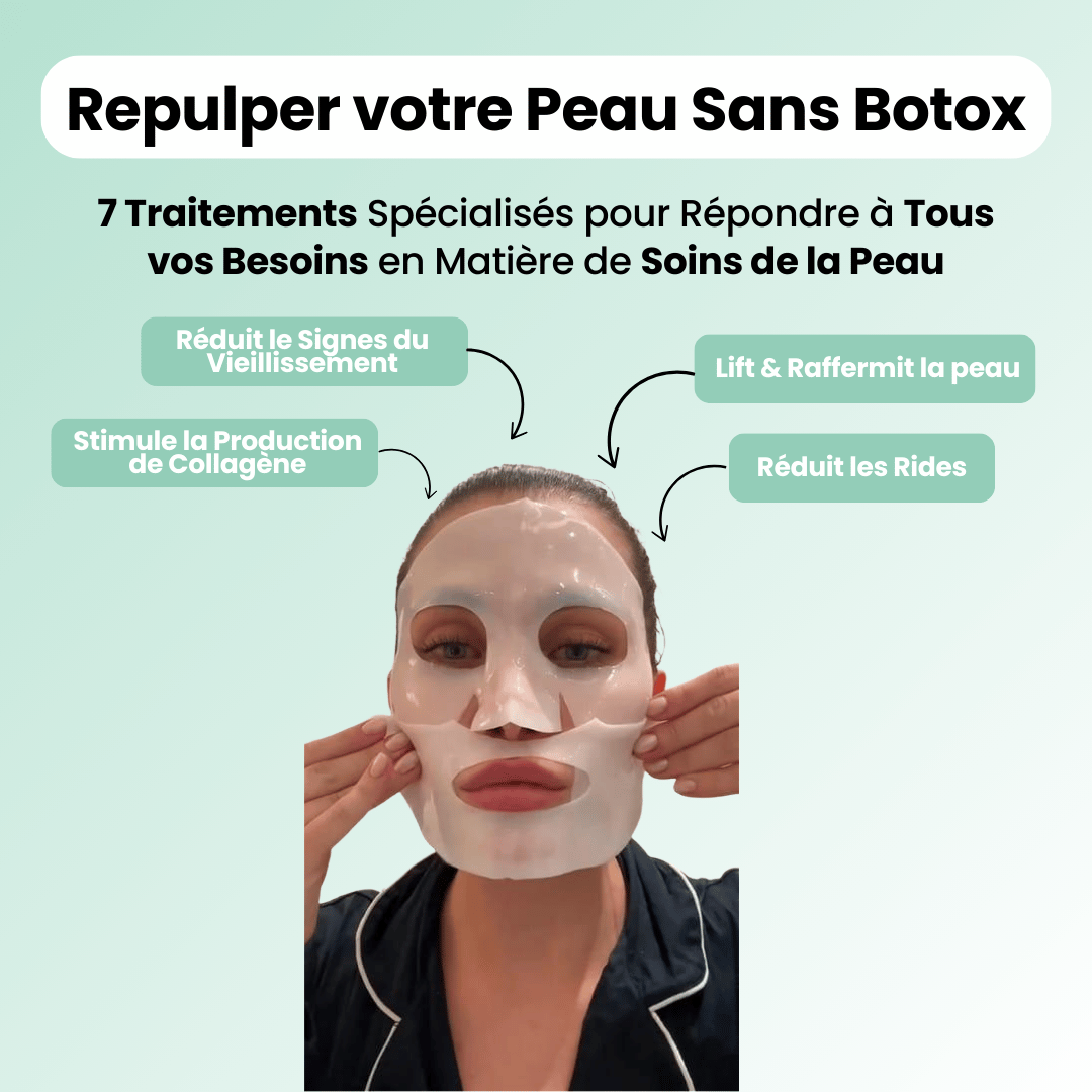 Femme appliquant un masque au collagène Leaf Cosmetics pour une peau hydratée et repulpée